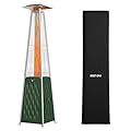 EAST OAK Pyramid Patio Heater, 48,000 BTU Outdoor Patio Heater, Quartz Glass Tube Propane Heater, Triple Protection System, Outdoor Heater with Wheels, Green, Outdoor Heater with Cover