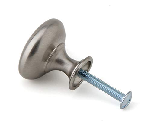 6 Pack - Silverline Cabinet Round Knob Pulls For Kitchen Bathroom Drawer Closet Door Cupboard 30Mm Brushed Satin Nickel #TOP2