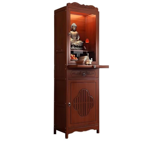 Table d'autel bouddhiste en bambou de 38 cm avec rangement pratique - 2