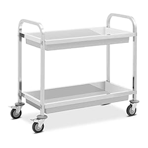 Royal Catering RCSW-104 serveerwagen 2 boorden 42 x 38 x 8 cm 72 kg keukenwagen roestvrij staal keukenrolwagen trolley…