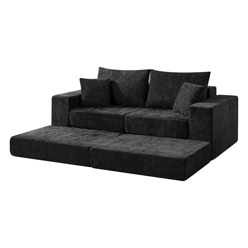 Image of 79'' Chenille Modular Loveseat Couch