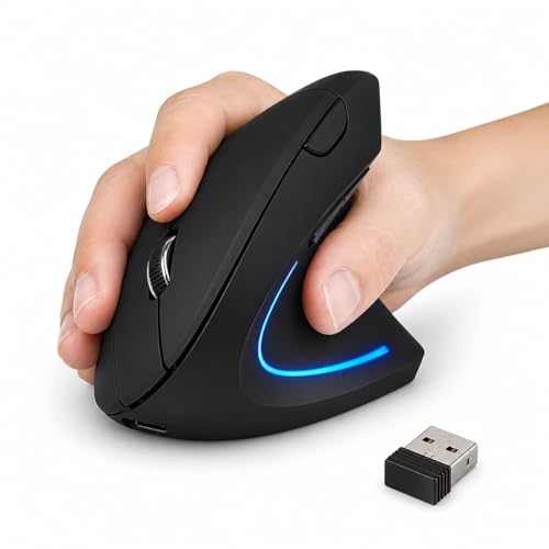 Mouse Vertical Ergonômico Sem Fio Recarregável com RGB