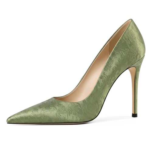 Image of Eldof Women's Classic Dress Pumps Shoes, Sexy Pointed Toe 4 inch Stiletto High Heels, Office Formal Slip On Size 5-13