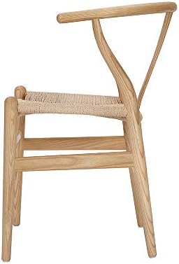 Tomile Wishbone Chair Y Chair Solid Wood Dining Chairs Rattan Armchair Natural (ash wood natural color)