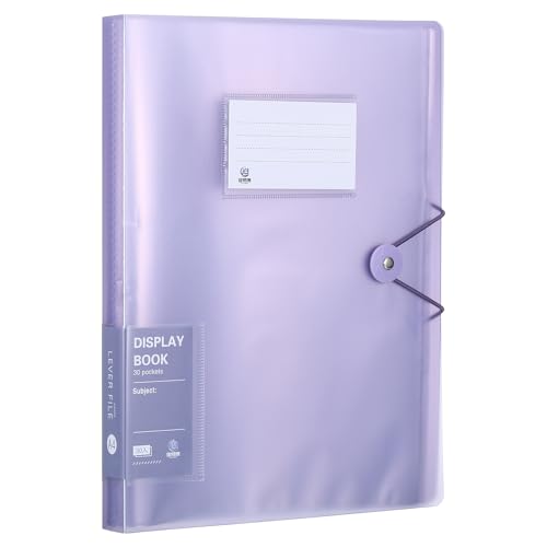 Classeur portfolio 12,1x10,6 pouces 30 pochettes plastiques transparentes grand format violet
