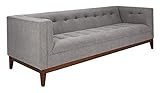 Safavieh Couture Home Garnet Mid-Century Modern Light Grey and Walnut Tufted Sofa