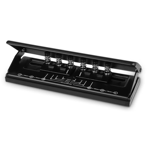 MySHUCE All Metal Adjustable 6-Hole Paper Puncher Accommodates A4 A5 A6 A7 A8 B5 M5 Refills 6 Ring Punch with Positioning Mark 6 Sheet Capacities Puncher for Agenda Planner Leaf Scrapbooking