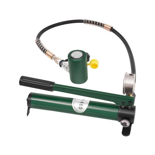 10T Hydraulic Ram Jack and CP-180 Hand Pump,Portable Hydraulic Jack Hydraulic Lifting Cylinders with Clear Gauge, Hydraulic Cylinder Jack for Construction Sites, Petroleum, Electric Power