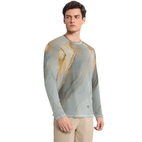 Marble Gold Silver Shirts Summer UPF 50+ Slim fit Elasticity Rash Guard Long Sleeve Running3