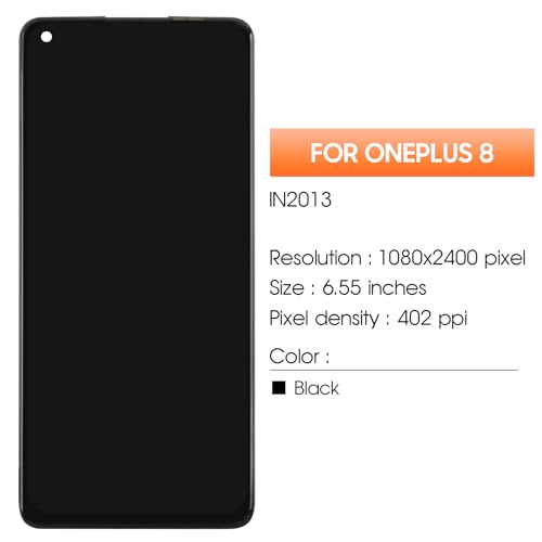 Écran pour OnePlus 8 LCD de 6,55 pouces avec kit de réparation complet noir - 2