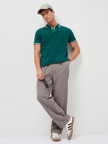 Image of Urbano Fashion Men's Solid Regular Fit Half Sleeve Cotton Polo T-Shirt