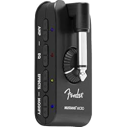 Fender Mustang Micro Personal Headphone Guitar Amplifier, 12 Amp Models, 12 Effects, Bluetooth Audio Streaming, Rechargeable, USB-C Recording, with 2-Year Warranty