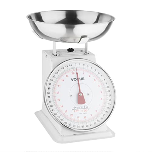 Vogue Traditional Kitchen Scales with Bowl, White, Capacity: 20 k...