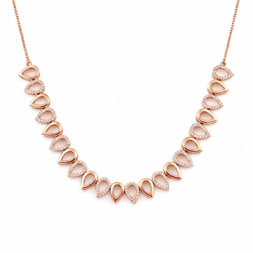 Image of Nilu's Collection Rose Gold Plated Necklace Set With Matching Earrrings For Women And Girls | Anti-Tarnish | Anti-Allergy| Anniversary Gift |Gifting