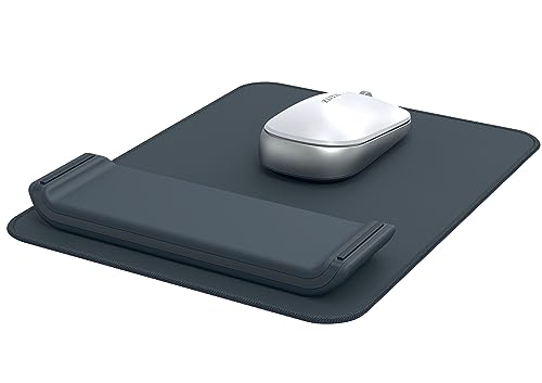 Leitz Ergo 65170089 Mouse Mat with Adjustable Wrist Rest, Two Height Settings, Improves Posture & Blood Circulation, Computer Mouse Pad, Ergo Series, Velvet Grey/White