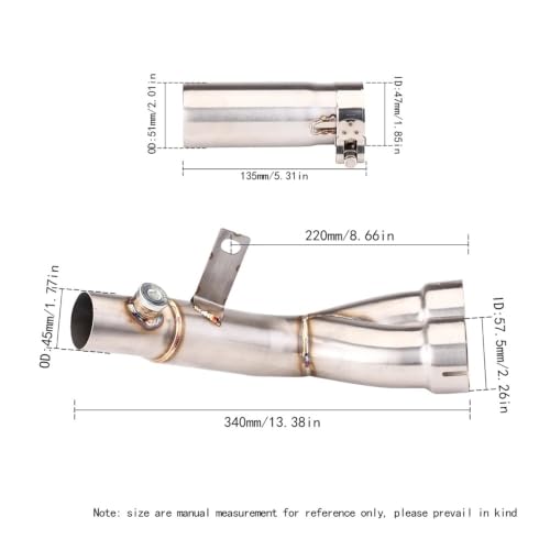 Tubo de conexión medio para YZF R6 2006-2025 y adaptador de escape de moto 3