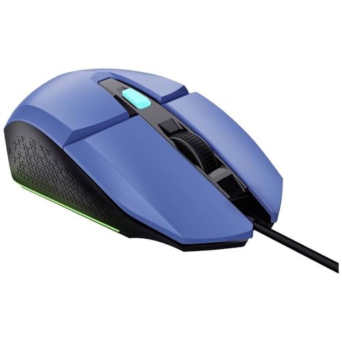 Trust Gaming GXT 109B Felox Gaming Mouse with 6 Programmable Buttons, Advanced Software, Multicolour LED Lighting, 200-6400 DPI, 1.5m USB Cable, RGB Computer Mouse for PC, Laptop, Windows - Blue