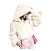 Liu Song Automne Hiver Fausse Fourrure De Lapin Bomber Teddy Manteau Fermeture Éclair Streetwear Taille Fourrure À Capuche Veste En Peluche Cardigan Polaire Parkas - Blanc, L