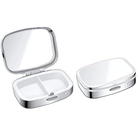 kwmobile Pastillero metálico 2en1 con 2 compartimentos para medicinas - plata Cover