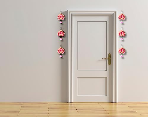 Image of True Decor Jhumka Lotus Decoration Items Temple Decoration Items Wall Hangings for Diwali Decoration Pack of 6