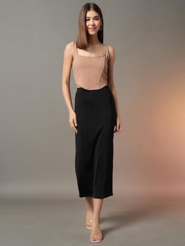 Image of Trend Arrest.ed Women's Stretchable Corset Style Crop Top | Square Neck Sleeveless Zipper Back Body-Hugging Fit | Casual