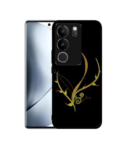 Image of Yellow Pattern Design Premium 2D Printed Metal Back Case Cover for Vivo V29 5G / V29 Pro 5G