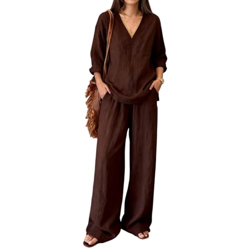 Combinaison assortie chemise surdimensionnée et pantalon coton femme