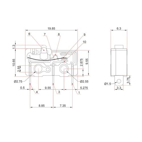 Micro-interrupteur subminiature SS-5GL NO/NC changeur pré-câblé 10 pcs - 3
