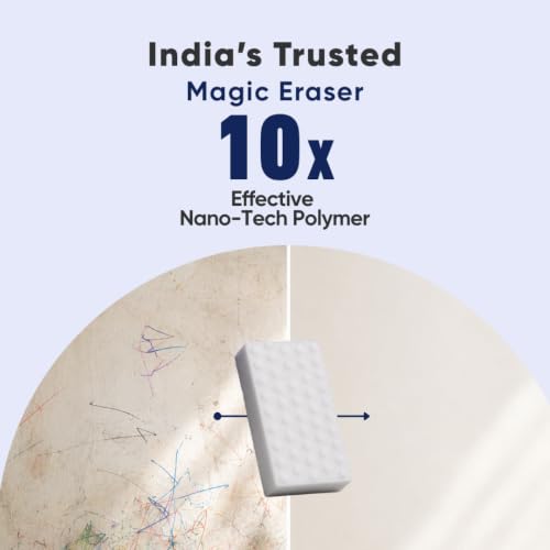 Image of UrbanWipe Magic Eraser Cleaning Sponge | Pack of 4 | Powerful Multi-Purpose Stain Remover | No Chemicals Required | Effortlessly Cleans Walls, Kitchens, Bathrooms, Shoes, Switch Boards & More