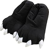 acdiac Unisex Soft Monster Claw Slippers Fun Dino Slippers Animal Paw Shoes For Men Women Boy Girl With Home Halloween Party Cosply Costume Footwear (M, black)