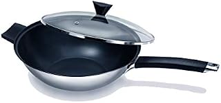 Ken Hom KH331103 Carbon Steel Seasoning Wok Set | 31 cm | Classic | Non-Induction/Natural Patina Non-Stick/Wooden Handle | Includes Wok With Lid, Wok Utensils & Recipe Book | Not Dishwasher Safe