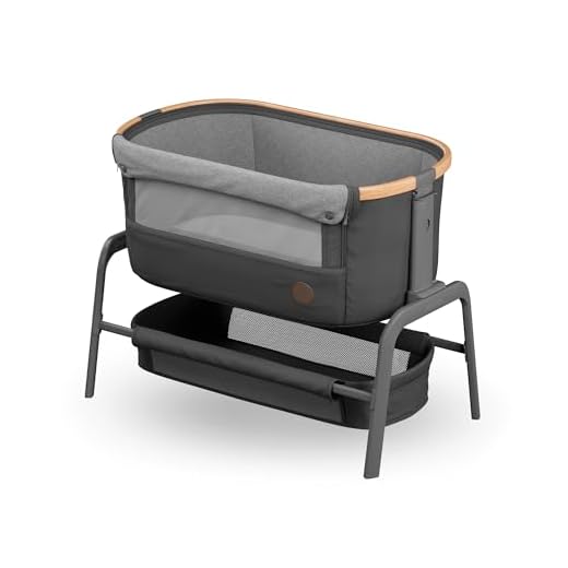Maxi-Cosi Iora Co-Sleeper, Bedside Crib with Easy Slide Function, Suitable from Birth, 0 Months - 9 kg, Essential Graphite (Pack of 1)