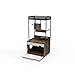 sogesfurniture Cat Litter Box Enclosures with Tree Tower, All-in-One Cat Furniture Cabinet for Play, Sleep & Dining, Cat Hidden Litter Cabinet with Scratching Pad and Food Bowls, Brown