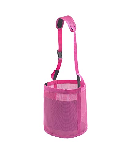 Gydoty Horse Feed Bag for Grain - Heavy Duty Mesh Horse Feeder with Adjustable Strap Comfort Neck Pad Nose Pad Horse Muzzle Feed Bag(Medium Pink)