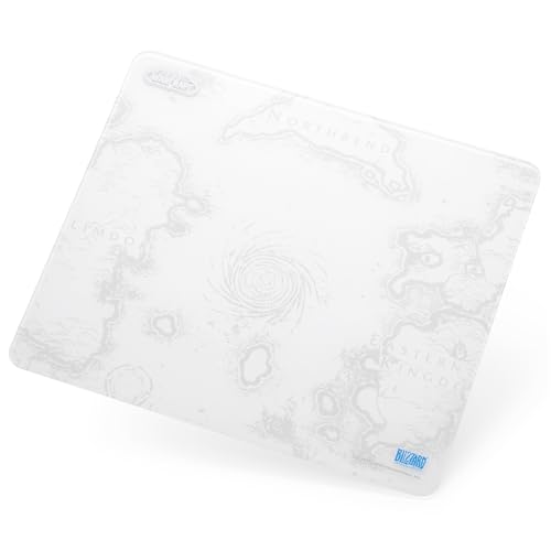 Blizzard Official Gaming Mouse Pad of Wow,Tempered Glass Material,Office & Home,Non-Slip Rubber Base, Special Glass Surface for Top Accuracy and Speed,Easy to Clean,13.8in*11.8in (The Azeroth White)
