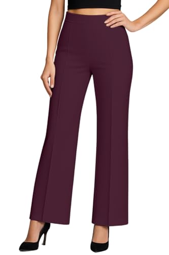Image of SWADESI STUFF Women's High Waisted Bell Bottom Pants | Retro Wide Leg Trousers | Stretchy Flared Palazzo Pants for Office, Casual Wear & Party