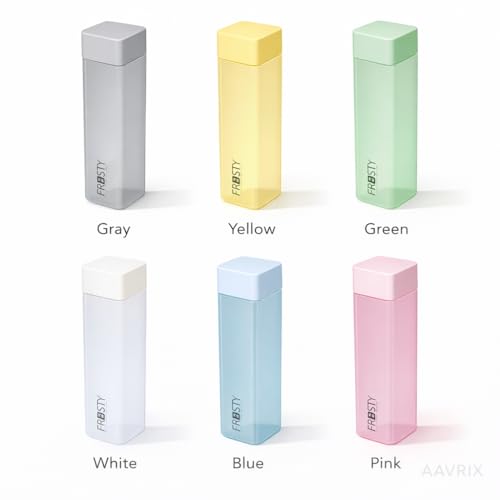 Image of Premium Slim Square Water Bottle BPA Free Plastic Frosty Finish Leak Proof Fridge Fit Freezer Safe Drinking Bottle for School Office Gym Travel Use (Square Bottle)(PACK OF-1, 6 PCS)