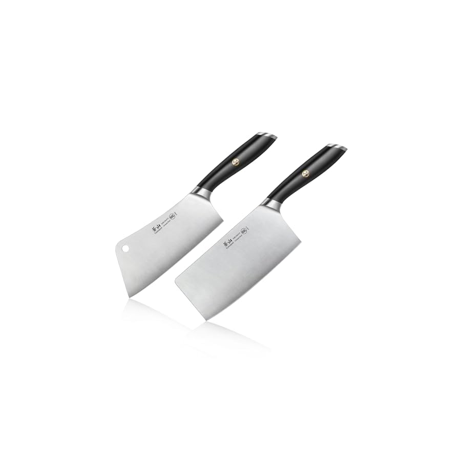 Cangshan L Series 2-Piece Cleaver Set, Forged German Steel (Black)