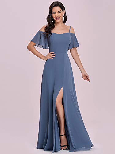 Image of Ever-Pretty Women's Formal Dresses Off Shoulder Short Sleeve Split A-Line Floor Length Bridesmaid Dresses 0237