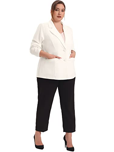 Agnes Orinda Plus Size Blazers for Women Notched Lapel V Neck Business Casual Outfits Suit Jacket Work Fall Blazers3