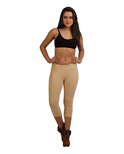 Image of Frenchtrendz Women's Cotton Spandex Stretchable Mid Rise Slim Fit Legging Capris (XS-4XL)