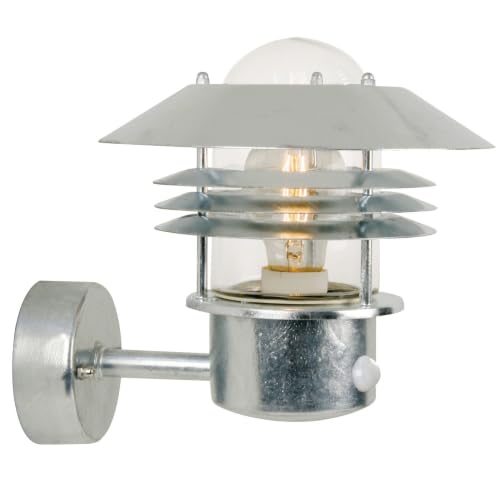 Image of Nordlux Veje Outdoor Wall Light Sensor Galv Steel Garden E27 IP54 Mains