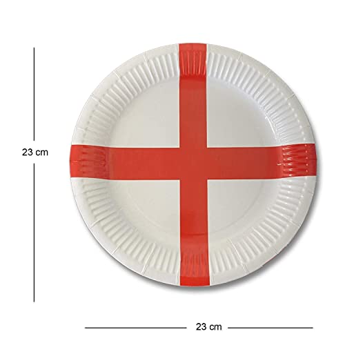 SHATCHI 20Pcs England Paper Plates St George Party Supplies for England Sporting Events Pub Football World Cup Celebrations Party - Image 4