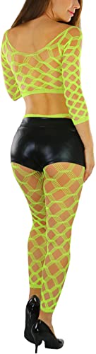 Image of ToBeInStyle Women's Spandex Multi Net Fishnet Set Rave Novelty Party Crop Top & Tights