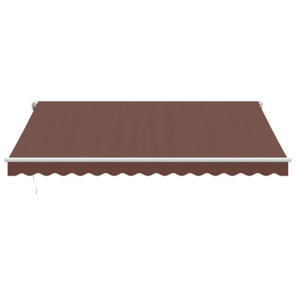 Festnight Store Banne Motorisé 4x3,5 Store banne Electrique avec Télécommande Auvent Rétractable à Bras Repliable pour Balcons Terrasse et Jardin-Marron et blanc-400 x 350 cm