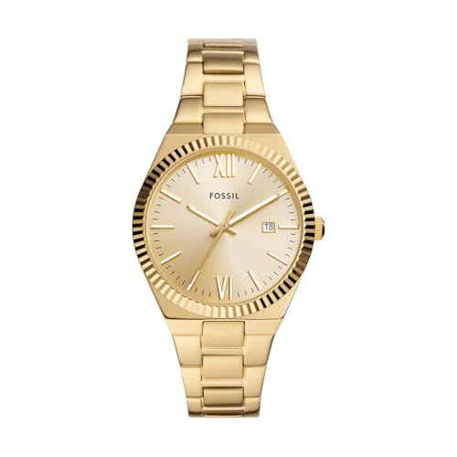 Fossil Orologio Scarlette da donna, 38 mm Movimento al quarzo con data a tre lancette e cinturino in acciaio inossidabile, 38 mm, Tono...