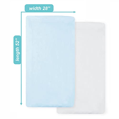 Image of American Baby Company 2 Pack Fitted Crib Sheets 52x28 inch, Blue and White | 100% Natural Cotton Crib and Toddler Bed Sheets, Soft, Breathable & Hypoallergenic, Gentle on Skin, Neutral for Boys & Girls