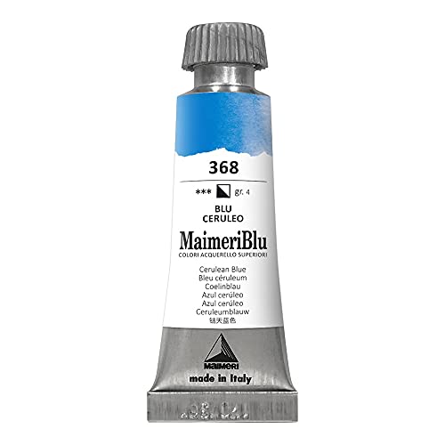 MAIMERI BLU 12 ml, Hochwertige Aquarellfarben, Farbton Coelinblau