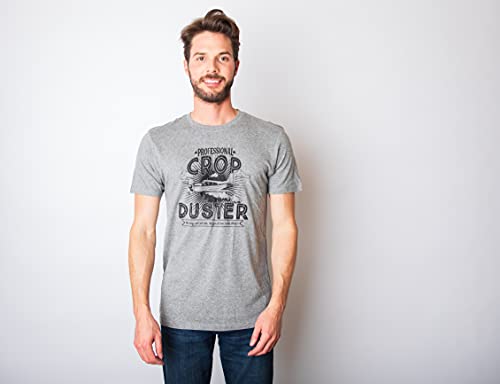Mens Professional Crop Duster T Shirt Funny Sarcastic Humor Farting Tee For Guys Crazy Dog Novelty Mens T-Shirts With Adult Humor Sayings Soft Comfortable Funny Graphic Tee Dark Heather Grey M #TOP1