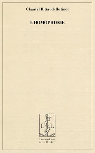 L'homophonie [French] 2915806586 Book Cover